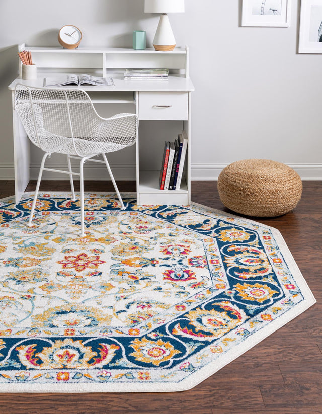 Multicolor 7' x 7' Aurelia Octagon Area Rug 100% Polypropylene & Jute Backing Living Dining Room Bedroom Office Traditional Carpet for Sale at Rug Engine