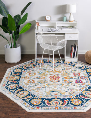 Multicolor 7' x 7' Aurelia Octagon Area Rug 100% Polypropylene & Jute Backing Living Dining Room Bedroom Office Traditional Carpet for Sale at Rug Engine