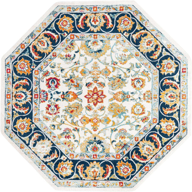 Multicolor 7' x 7' Aurelia Octagon Area Rug 100% Polypropylene & Jute Backing Living Dining Room Bedroom Office Traditional Carpet for Sale at Rug Engine