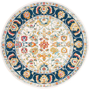Multicolor 7' x 7' Aurelia Round Area Rug 100% Polypropylene & Jute Backing Living Dining Room Bedroom Office Traditional Carpet for Sale at Rug Engine