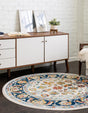 Multicolor 7' x 7' Aurelia Round Area Rug 100% Polypropylene & Jute Backing Living Dining Room Bedroom Office Traditional Carpet for Sale at Rug Engine