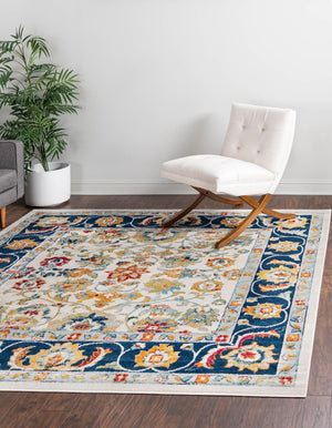 Multicolor 7' 10 x 7' 10 Aurelia Square Area Rug 100% Polypropylene & Jute Backing Living Dining Room Bedroom Office Traditional Carpet for Sale at Rug Engine