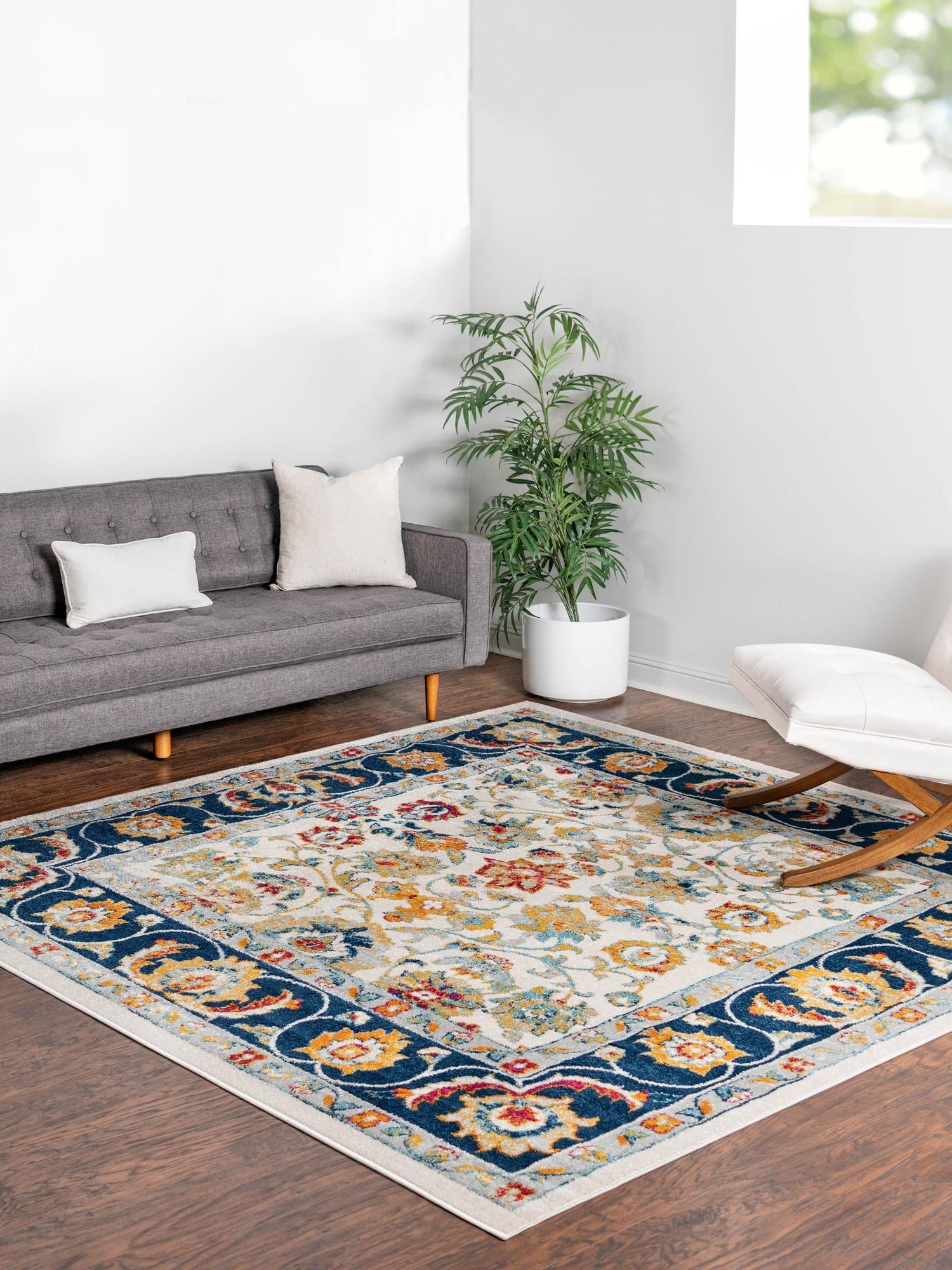 Multicolor 7' 10 x 7' 10 Aurelia Square Area Rug 100% Polypropylene & Jute Backing Living Dining Room Bedroom Office Traditional Carpet for Sale at Rug Engine