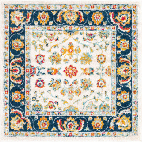 Multicolor 4' x 4' Aurelia Square Area Rug 100% Polypropylene & Jute Backing Living Dining Room Bedroom Office Traditional Carpet for Sale at Rug Engine