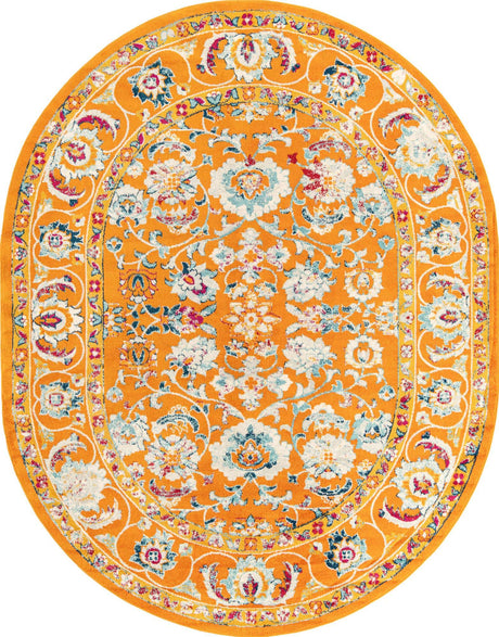 Orange 7' 10 x 10' Aurelia Oval Area Rug 100% Polypropylene & Jute Backing Living Dining Room Bedroom Office Traditional Carpet for Sale at Rug Engine