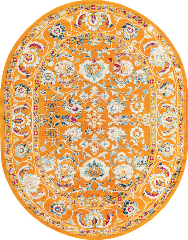 Orange 7' 10 x 10' Aurelia Oval Area Rug 100% Polypropylene & Jute Backing Living Dining Room Bedroom Office Traditional Carpet for Sale at Rug Engine