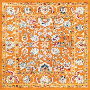 Orange 7' 10 x 7' 10 Aurelia Square Area Rug 100% Polypropylene & Jute Backing Living Dining Room Bedroom Office Traditional Carpet for Sale at Rug Engine