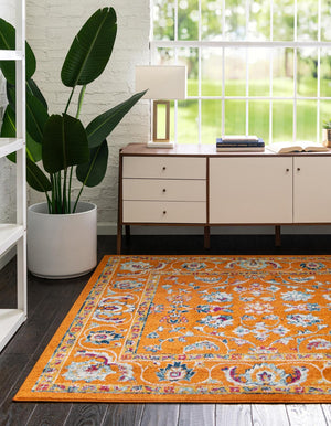 Orange 4' x 4' Aurelia Square Area Rug 100% Polypropylene & Jute Backing Living Dining Room Bedroom Office Traditional Carpet for Sale at Rug Engine