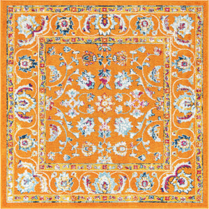 Orange 6' x 6' Aurelia Square Area Rug 100% Polypropylene & Jute Backing Living Dining Room Bedroom Office Traditional Carpet for Sale at Rug Engine