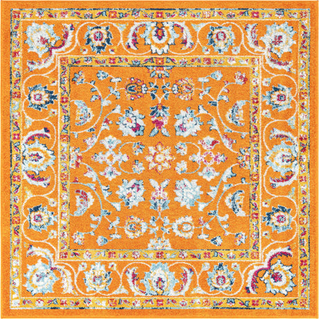 Orange 6' x 6' Aurelia Square Area Rug 100% Polypropylene & Jute Backing Living Dining Room Bedroom Office Traditional Carpet for Sale at Rug Engine