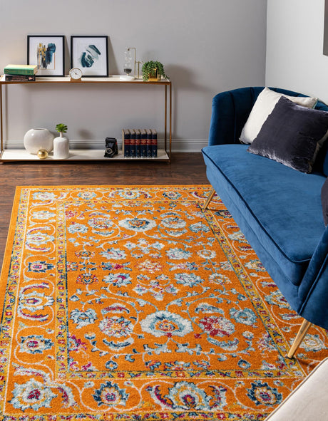 Orange 6' x 9' Aurelia Rectangle Area Rug 100% Polypropylene & Jute Backing Living Dining Room Bedroom Office Traditional Carpet for Sale at Rug Engine