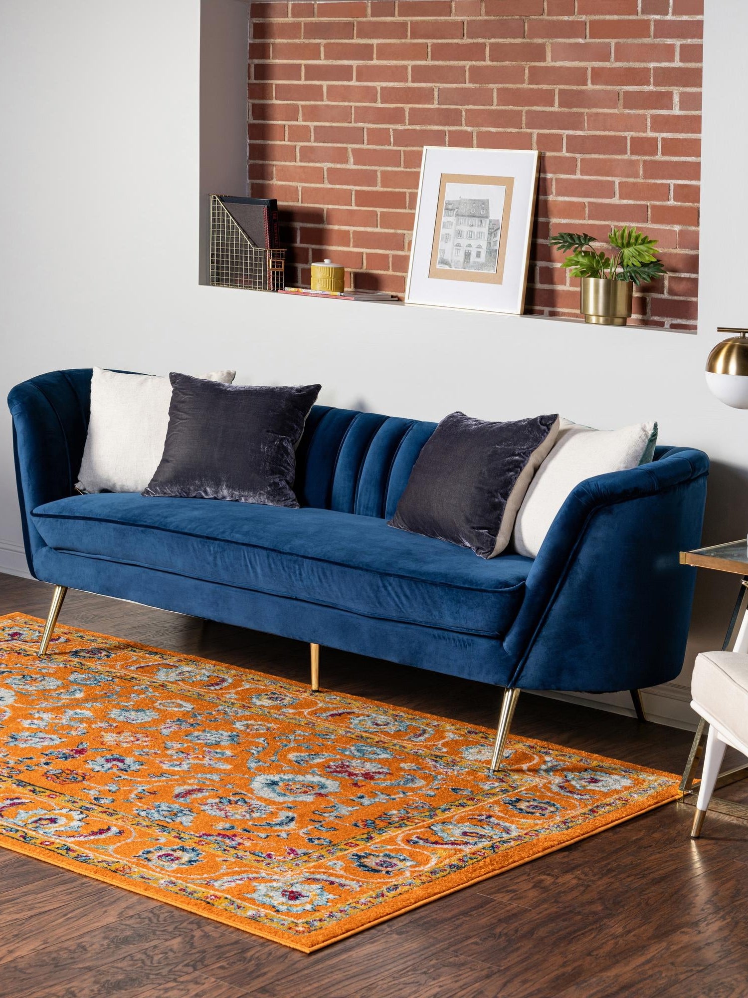 Orange 7' 10 x 10' Aurelia Rectangle Area Rug 100% Polypropylene & Jute Backing Living Dining Room Bedroom Office Traditional Carpet for Sale at Rug Engine