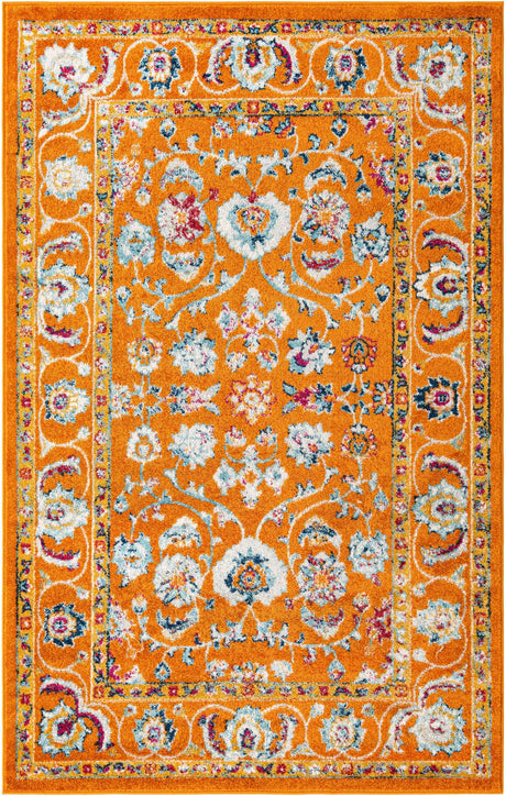 Orange 5' x 8' Aurelia Rectangle Area Rug 100% Polypropylene & Jute Backing Living Dining Room Bedroom Office Traditional Carpet for Sale at Rug Engine