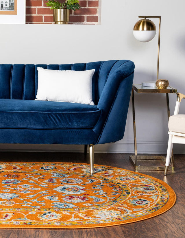 Orange 5' x 8' Aurelia Oval Area Rug 100% Polypropylene & Jute Backing Living Dining Room Bedroom Office Traditional Carpet for Sale at Rug Engine