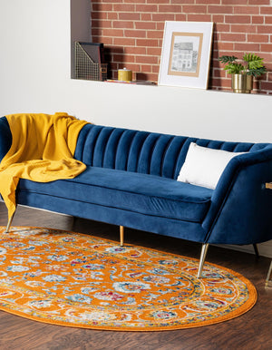 Orange 7' 10 x 10' Aurelia Oval Area Rug 100% Polypropylene & Jute Backing Living Dining Room Bedroom Office Traditional Carpet for Sale at Rug Engine