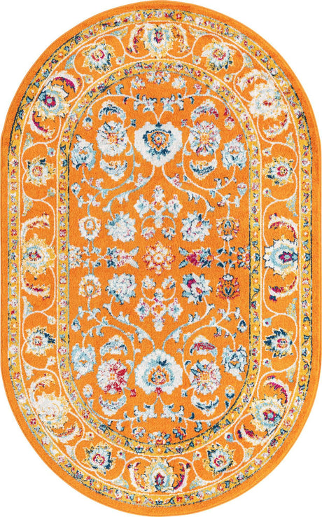 Orange 5' x 8' Aurelia Oval Area Rug 100% Polypropylene & Jute Backing Living Dining Room Bedroom Office Traditional Carpet for Sale at Rug Engine