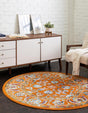 Orange 5' x 5' Aurelia Round Area Rug 100% Polypropylene & Jute Backing Living Dining Room Bedroom Office Traditional Carpet for Sale at Rug Engine