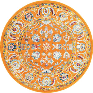 Orange 5' x 5' Aurelia Round Area Rug 100% Polypropylene & Jute Backing Living Dining Room Bedroom Office Traditional Carpet for Sale at Rug Engine