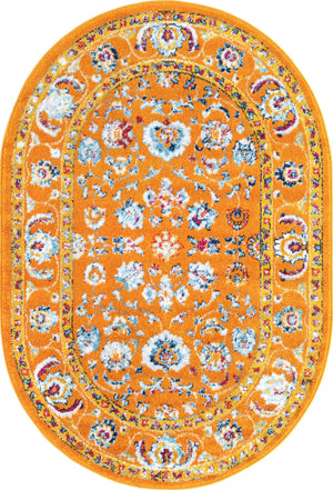 Orange 4' x 6' Aurelia Oval Area Rug 100% Polypropylene & Jute Backing Living Dining Room Bedroom Office Traditional Carpet for Sale at Rug Engine