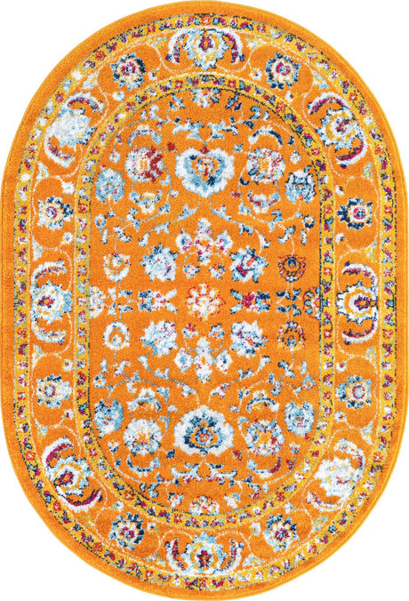 Orange 4' x 6' Aurelia Oval Area Rug 100% Polypropylene & Jute Backing Living Dining Room Bedroom Office Traditional Carpet for Sale at Rug Engine