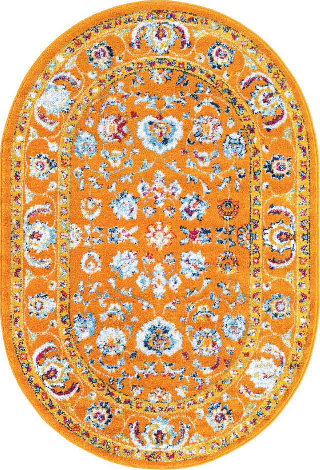 Orange 4' x 6' Aurelia Oval Area Rug 100% Polypropylene & Jute Backing Living Dining Room Bedroom Office Traditional Carpet for Sale at Rug Engine