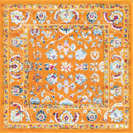 Orange 4' x 4' Aurelia Square Area Rug 100% Polypropylene & Jute Backing Living Dining Room Bedroom Office Traditional Carpet for Sale at Rug Engine