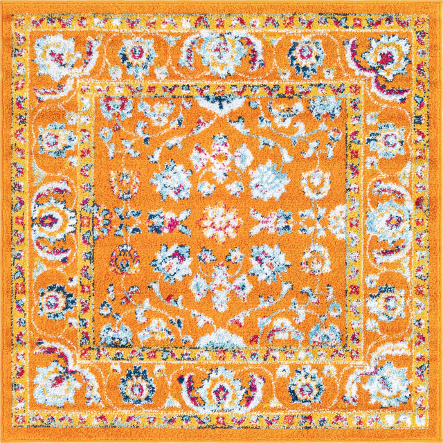 Orange 4' x 4' Aurelia Square Area Rug 100% Polypropylene & Jute Backing Living Dining Room Bedroom Office Traditional Carpet for Sale at Rug Engine