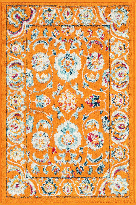 Orange 2' x 3' Aurelia Rectangle Area Rug 100% Polypropylene & Jute Backing Living Dining Room Bedroom Office Traditional Carpet for Sale at Rug Engine