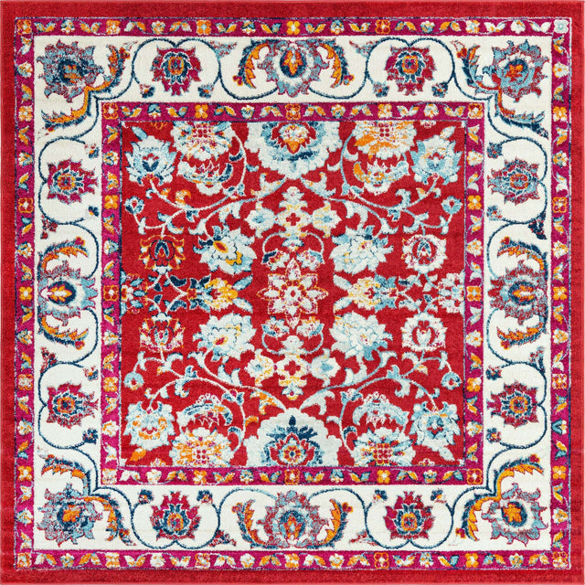 Magenta 7' 10 x 7' 10 Aurelia Square Area Rug 100% Polypropylene & Jute Backing Living Dining Room Bedroom Office Traditional Carpet for Sale at Rug Engine