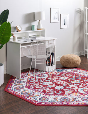 Magenta 7' x 7' Aurelia Octagon Area Rug 100% Polypropylene & Jute Backing Living Dining Room Bedroom Office Traditional Carpet for Sale at Rug Engine
