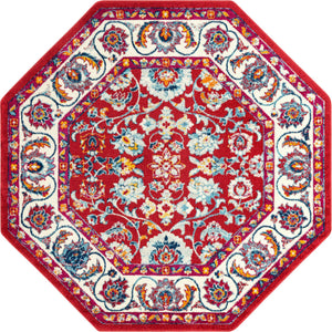 Magenta 7' x 7' Aurelia Octagon Area Rug 100% Polypropylene & Jute Backing Living Dining Room Bedroom Office Traditional Carpet for Sale at Rug Engine