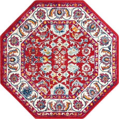 Magenta 7' x 7' Aurelia Octagon Area Rug 100% Polypropylene & Jute Backing Living Dining Room Bedroom Office Traditional Carpet for Sale at Rug Engine