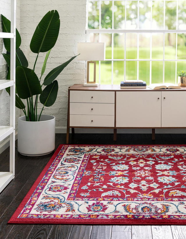 Magenta 7' 10 x 7' 10 Aurelia Square Area Rug 100% Polypropylene & Jute Backing Living Dining Room Bedroom Office Traditional Carpet for Sale at Rug Engine