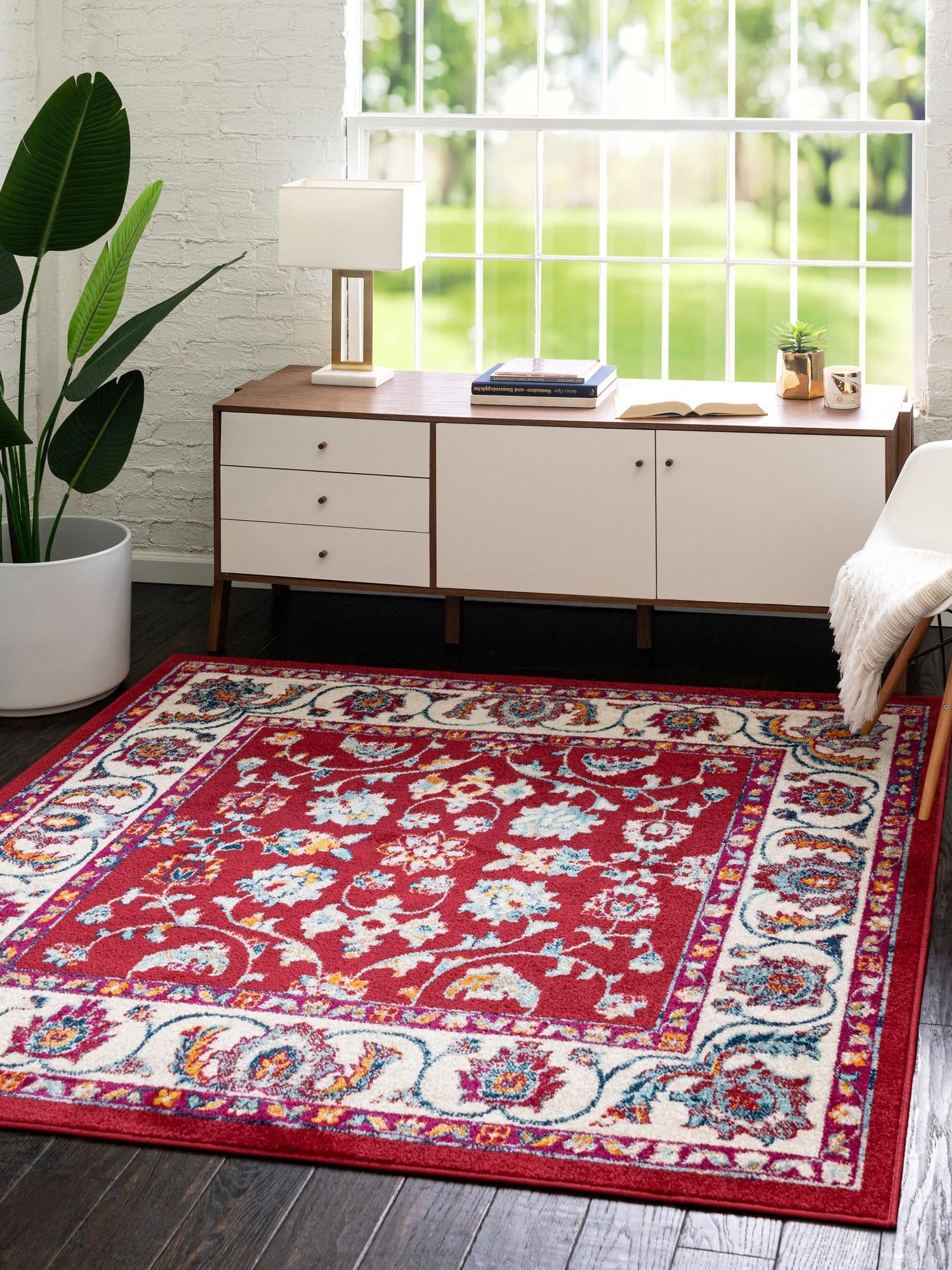 Magenta 7' 10 x 7' 10 Aurelia Square Area Rug 100% Polypropylene & Jute Backing Living Dining Room Bedroom Office Traditional Carpet for Sale at Rug Engine