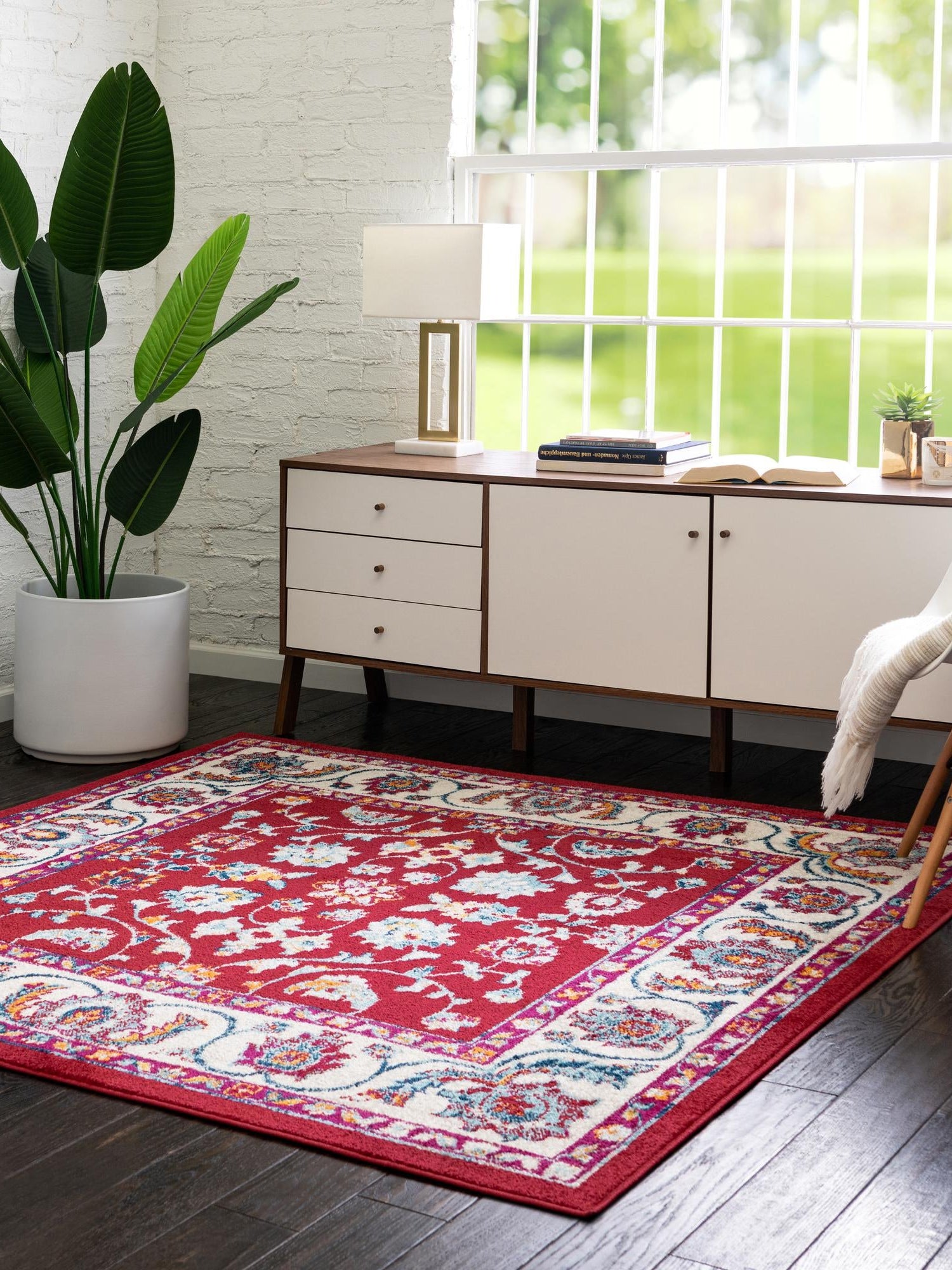 Magenta 4' x 4' Aurelia Square Area Rug 100% Polypropylene & Jute Backing Living Dining Room Bedroom Office Traditional Carpet for Sale at Rug Engine