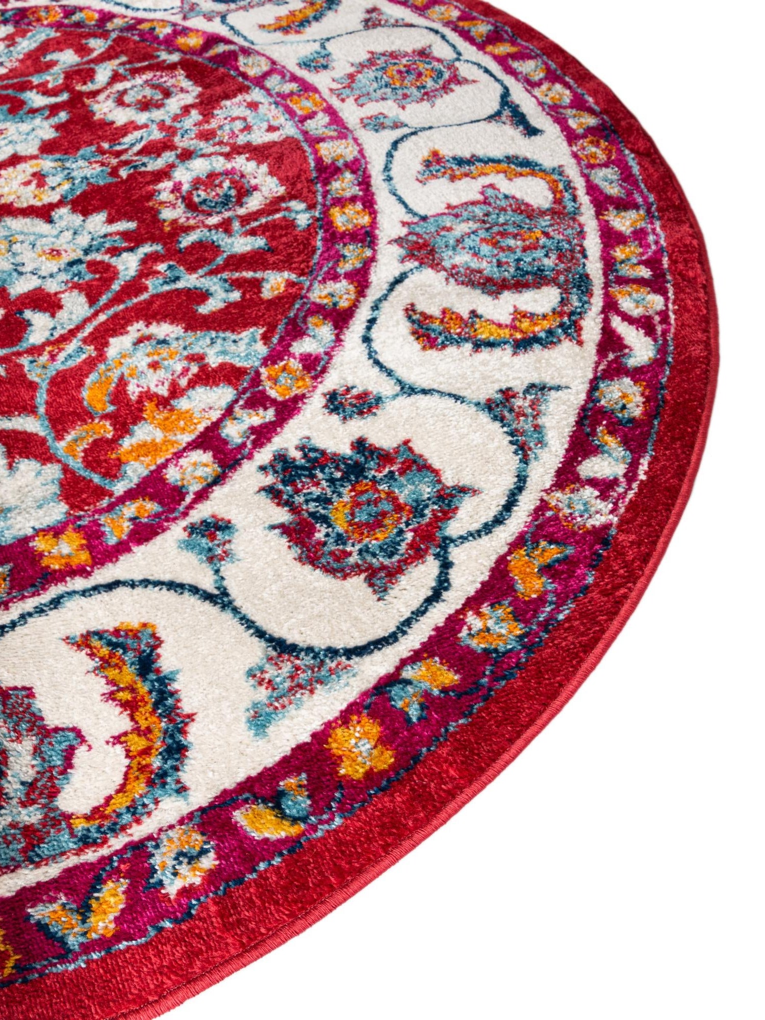 Magenta 5' x 5' Aurelia Round Area Rug 100% Polypropylene & Jute Backing Living Dining Room Bedroom Office Traditional Carpet for Sale at Rug Engine