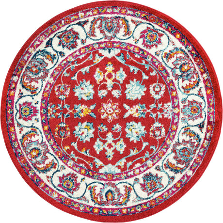 Magenta 5' x 5' Aurelia Round Area Rug 100% Polypropylene & Jute Backing Living Dining Room Bedroom Office Traditional Carpet for Sale at Rug Engine