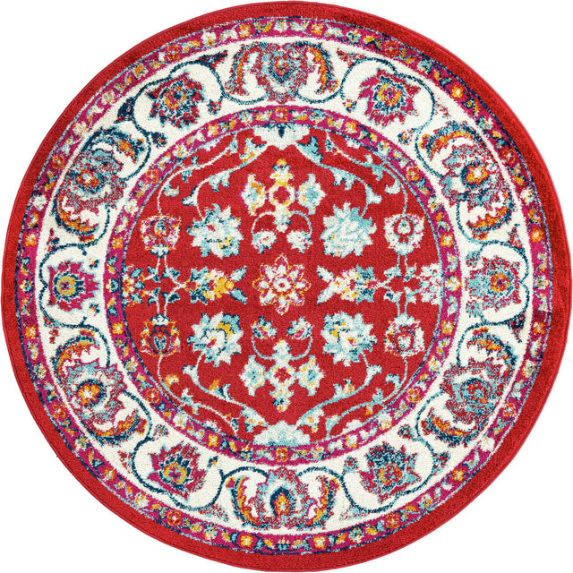 Magenta 5' x 5' Aurelia Round Area Rug 100% Polypropylene & Jute Backing Living Dining Room Bedroom Office Traditional Carpet for Sale at Rug Engine