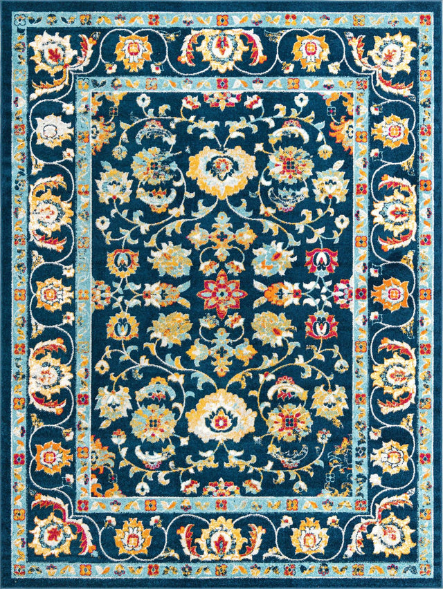 Navy Blue 9' x 12' Aurelia Rectangle Area Rug 100% Polypropylene & Jute Backing Living Dining Room Bedroom Office Traditional Carpet for Sale at Rug Engine