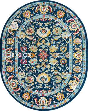 Navy Blue 7' 10 x 10' Aurelia Oval Area Rug 100% Polypropylene & Jute Backing Living Dining Room Bedroom Office Traditional Carpet for Sale at Rug Engine