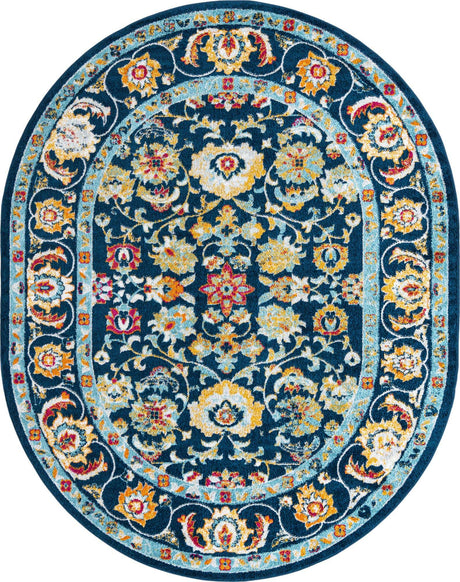 Navy Blue 7' 10 x 10' Aurelia Oval Area Rug 100% Polypropylene & Jute Backing Living Dining Room Bedroom Office Traditional Carpet for Sale at Rug Engine