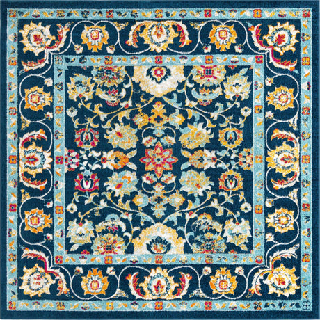 Navy Blue 7' 10 x 7' 10 Aurelia Square Area Rug 100% Polypropylene & Jute Backing Living Dining Room Bedroom Office Traditional Carpet for Sale at Rug Engine