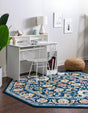 Navy Blue 7' x 7' Aurelia Octagon Area Rug 100% Polypropylene & Jute Backing Living Dining Room Bedroom Office Traditional Carpet for Sale at Rug Engine