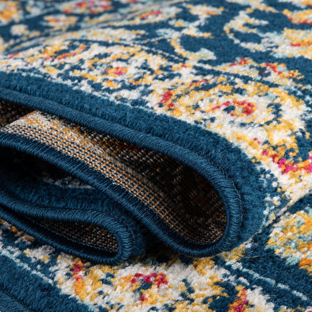 Navy Blue 7' x 7' Aurelia Octagon Area Rug 100% Polypropylene & Jute Backing Living Dining Room Bedroom Office Traditional Carpet for Sale at Rug Engine