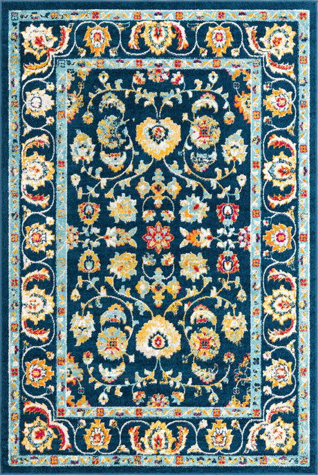 Navy Blue 6' x 9' Aurelia Rectangle Area Rug 100% Polypropylene & Jute Backing Living Dining Room Bedroom Office Traditional Carpet for Sale at Rug Engine