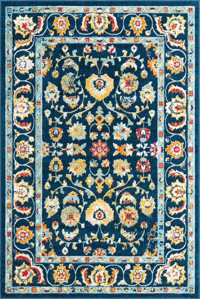 Navy Blue 6' x 9' Aurelia Rectangle Area Rug 100% Polypropylene & Jute Backing Living Dining Room Bedroom Office Traditional Carpet for Sale at Rug Engine
