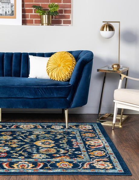 Navy Blue 2' x 3' Aurelia Rectangle Area Rug 100% Polypropylene & Jute Backing Living Dining Room Bedroom Office Traditional Carpet for Sale at Rug Engine