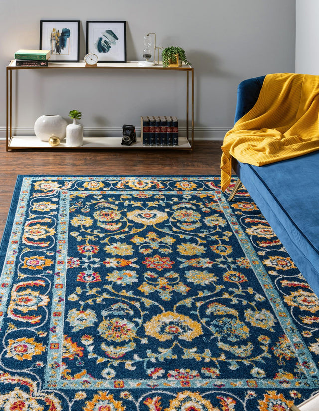 Navy Blue 9' x 12' Aurelia Rectangle Area Rug 100% Polypropylene & Jute Backing Living Dining Room Bedroom Office Traditional Carpet for Sale at Rug Engine