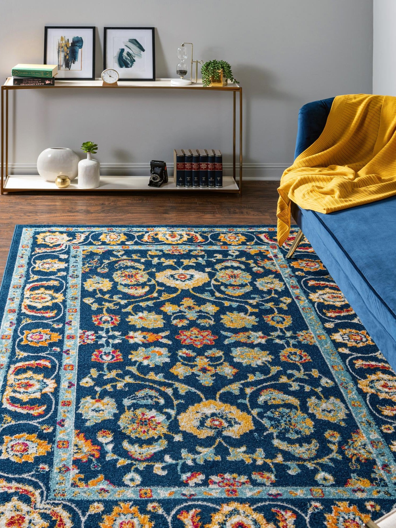 Navy Blue 2' x 3' Aurelia Rectangle Area Rug 100% Polypropylene & Jute Backing Living Dining Room Bedroom Office Traditional Carpet for Sale at Rug Engine