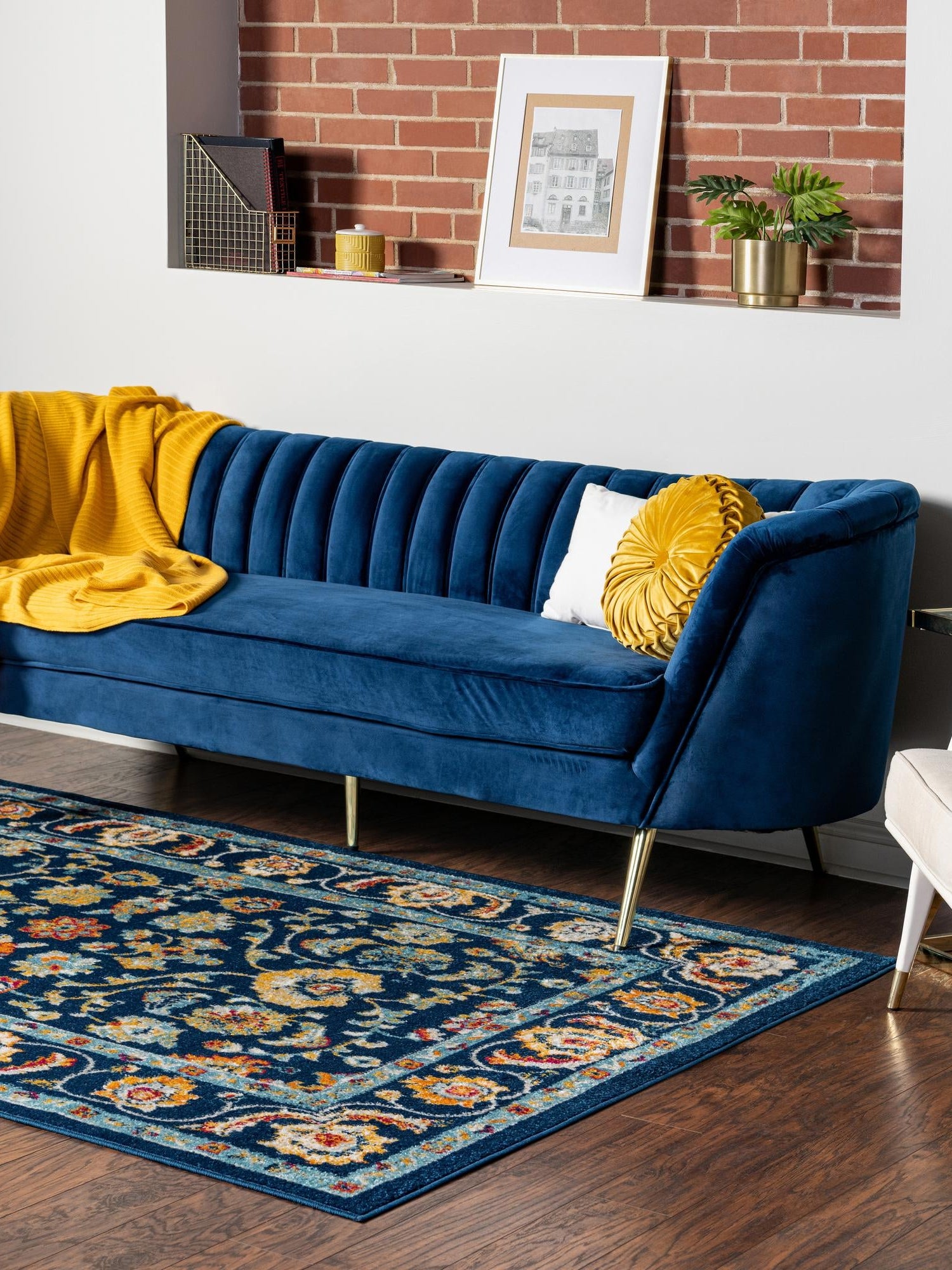 Navy Blue 2' x 3' Aurelia Rectangle Area Rug 100% Polypropylene & Jute Backing Living Dining Room Bedroom Office Traditional Carpet for Sale at Rug Engine